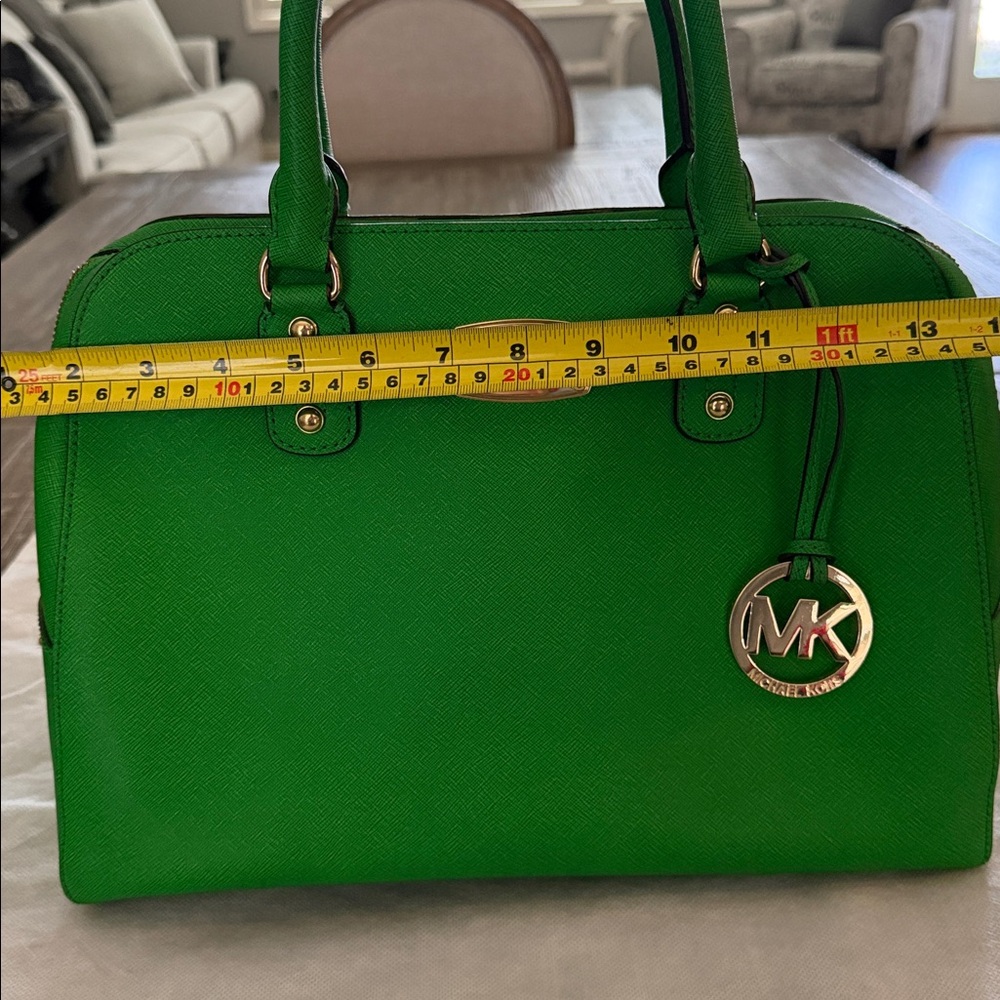 Michael Kors Kelly Green Saffiano Leather Satchel with Gold Hardware - Picture 14 of 15